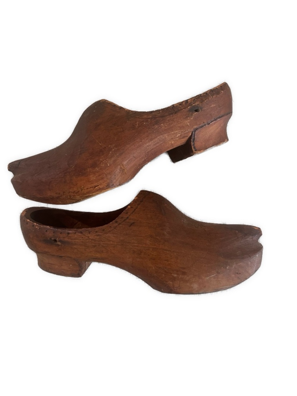 VINTAGE 1903 Netherlands Dutch Clogs “Klompen” Handcrafted Brown Wooden Clogs